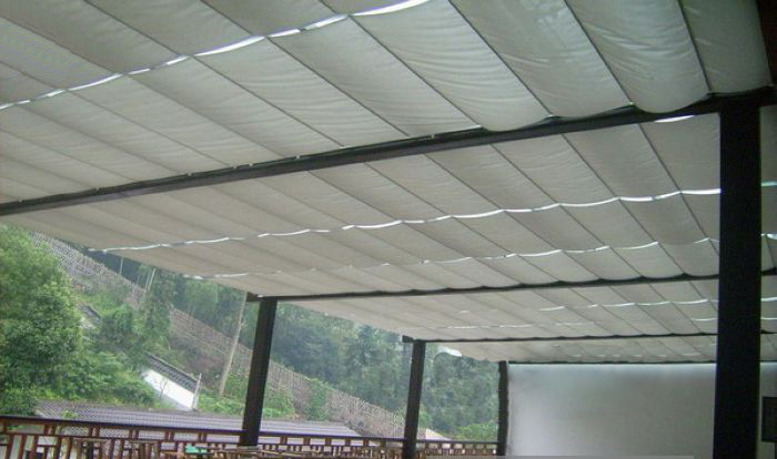 電動雙軌折疊式天棚簾 電動雙軌折疊式天棚簾